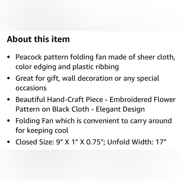 Pack of 6 - Elegantly Embroidered Handheld Fabric Fan with Sequins (Black) - Picture 6 of 14